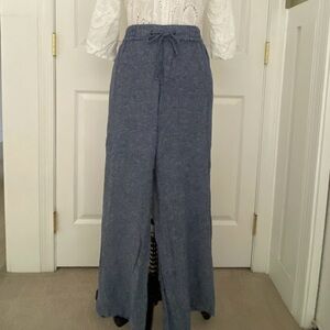 Old Navy wide leg blue linen pant size large